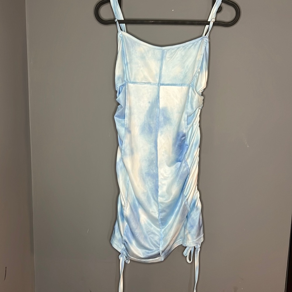 Sky blue baby blue ruched dress